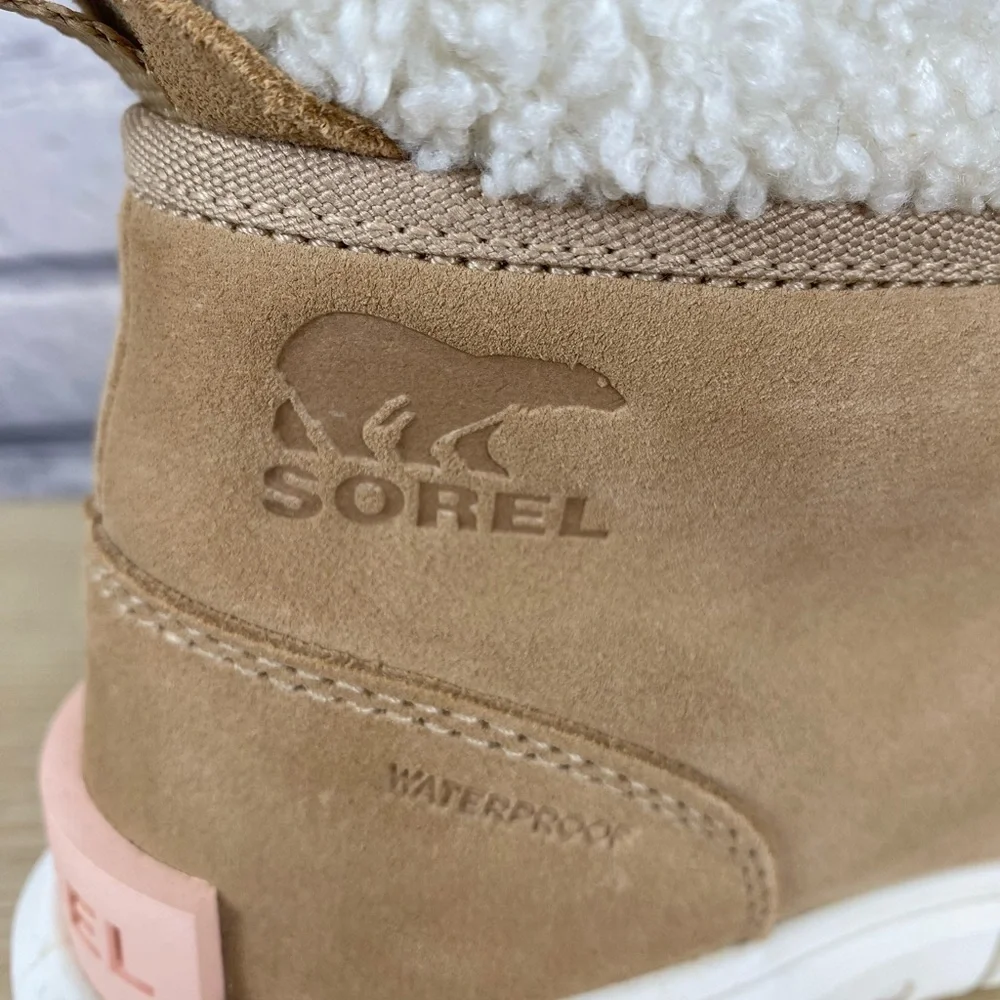 Sorel Explorer II Carnival Winter Tan & Pink Sherpa Boots size 6 NWOT
